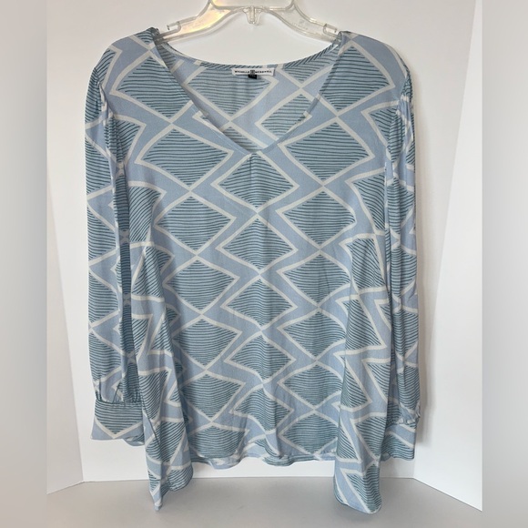 Michelle McDowell Victoria Caught By Surprise top, light blue geometric size XXL - Picture 1 of 9